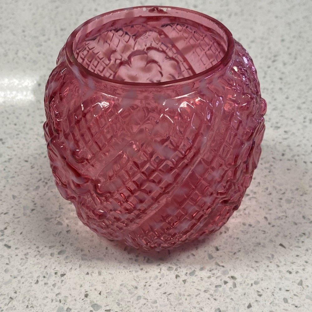 Fenton insert Textured Pink Glass Vase